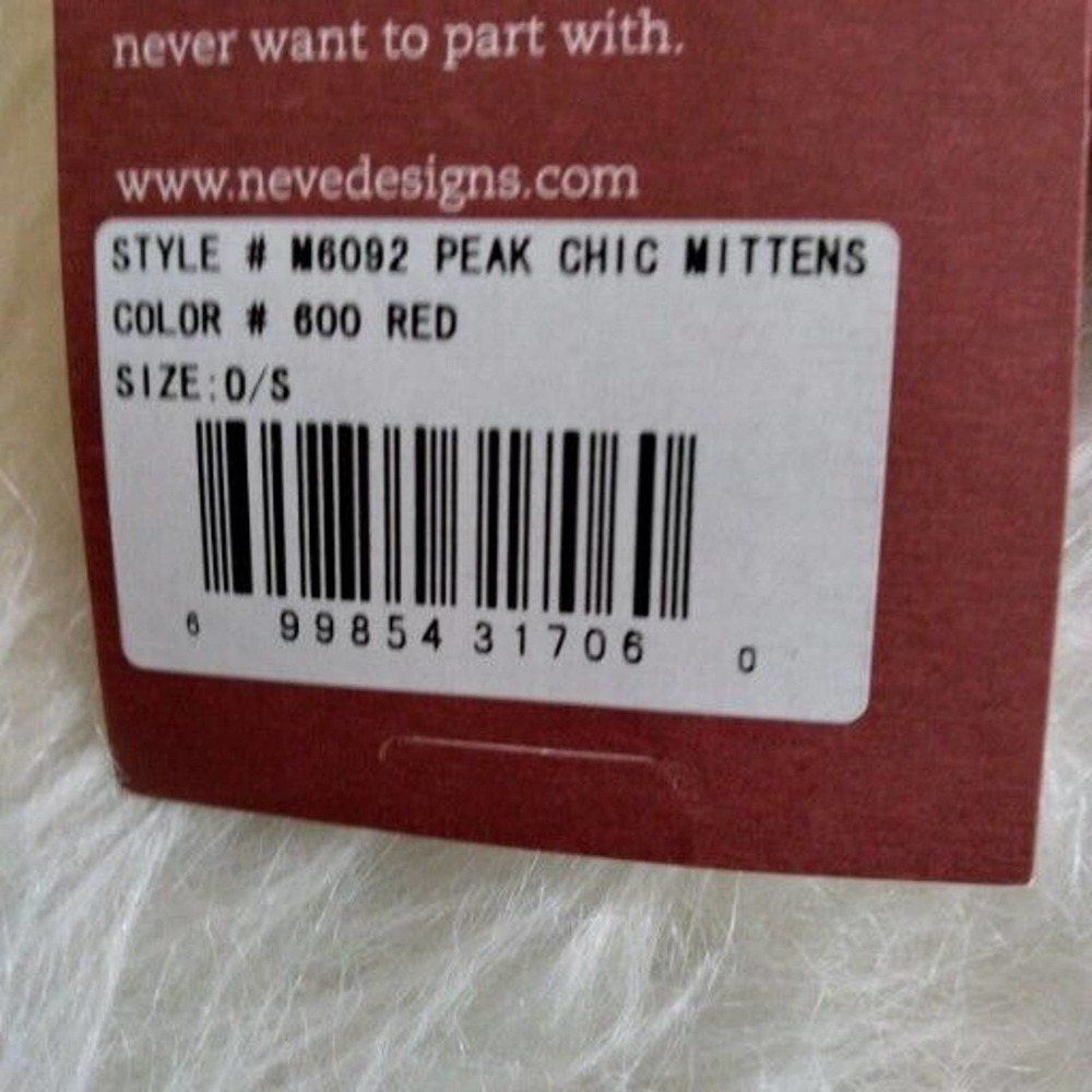 NEVE Peak Chic Mittens Womens One Size Red and White New Winter Gloves Christmas - Picture 7 of 7
